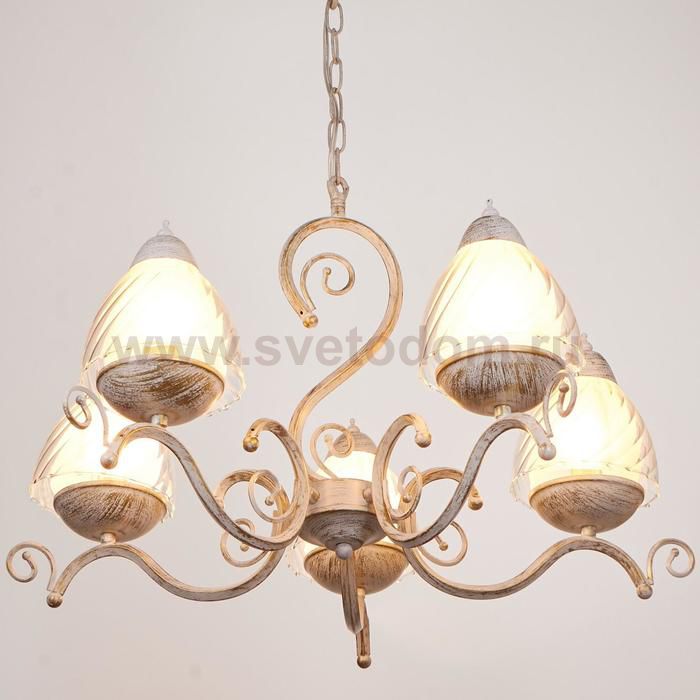 Люстра 669616/5 Е14 40Вт белый патинированное золото 64,5х64,5х38 см