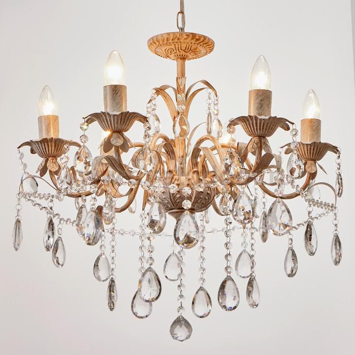 Люстра 670406/6 E14 40Вт белый с золотой патиной 58х58х98 см