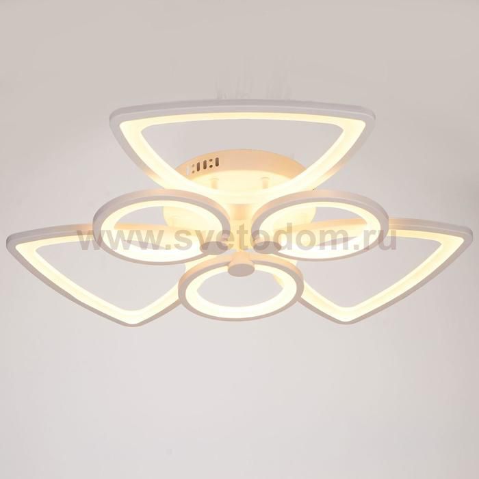 Люстра с ПДУ 671113/6 LED 168Вт диммер 3 режима 3000-6000К белый 66х66х12 см