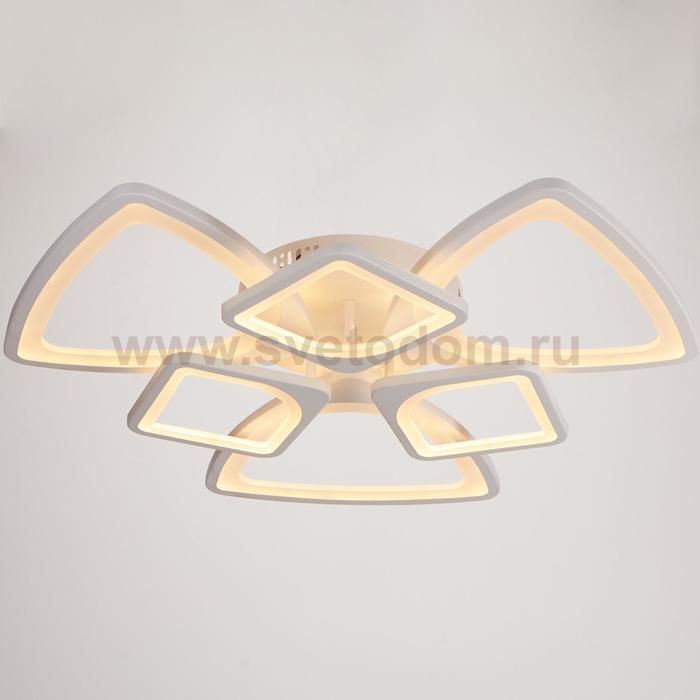 Люстра с ПДУ 671115/6 LED 174Вт диммер 3 режима 3000-6000К белый 65х65х12 см