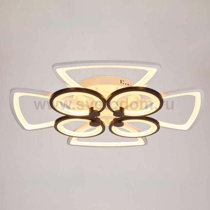 Люстра с ПДУ 671120/8 LED 224Вт диммер 3 режима 3000-6000К  белый-черный 64х64х14 см