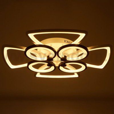 Люстра с ПДУ 671120/8 LED 224Вт диммер 3 режима 3000-6000К  белый-черный 64х64х14 см