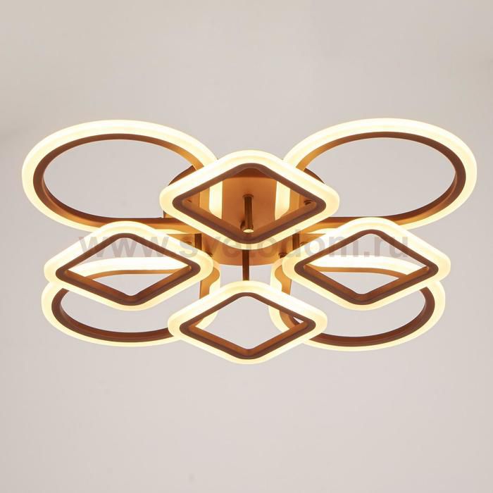 Люстра с ПДУ 671123/8 LED 168Вт диммер 3 режима 3000-6000К кофе 67х54х13 см