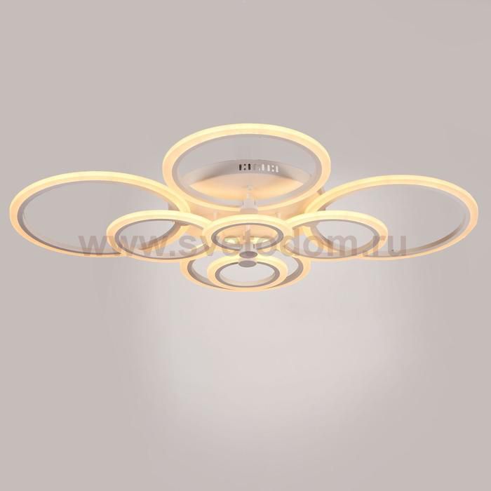 Люстра с ПДУ 671132/8 LED 224Вт диммер 3 режима 3000-6000К белый 107х82х9 см