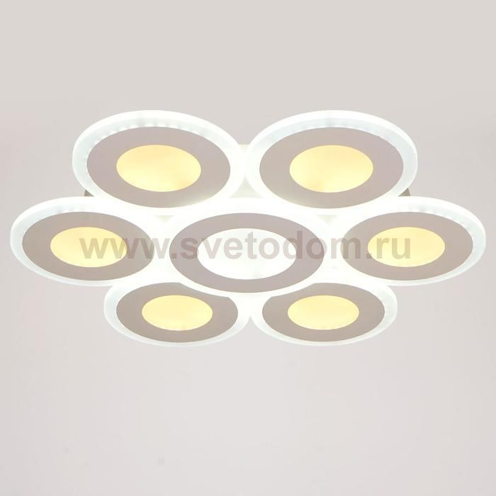 Люстра с ПДУ 671137/6 LED 204Вт диммер 3 режима 3000-6000К белый 50х50х6,5 см