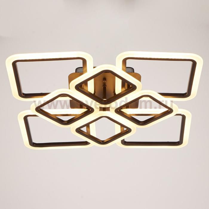 Люстра с ПДУ 671144/8 LED 192Вт диммер 3 режима 3000-6000К белый/черный 59х59х14 см