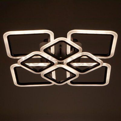 Люстра с ПДУ 671144/8 LED 192Вт диммер 3 режима 3000-6000К белый/черный 59х59х14 см