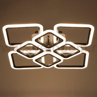 Люстра с ПДУ 671144/8 LED 192Вт диммер 3 режима 3000-6000К белый/черный 59х59х14 см