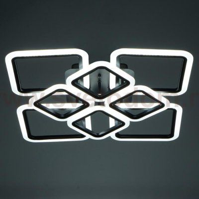 Люстра с ПДУ 671144/8 LED 192Вт диммер 3 режима 3000-6000К белый/черный 59х59х14 см