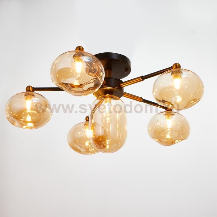 Люстра 670805/3+1 E27 40Вт+ G9 40Вт черный-золото 60х60х26 см