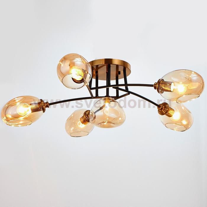 Люстра 670806/5+1 E27 40Вт+ G9 40Вт черный-золото 73х73х27 см