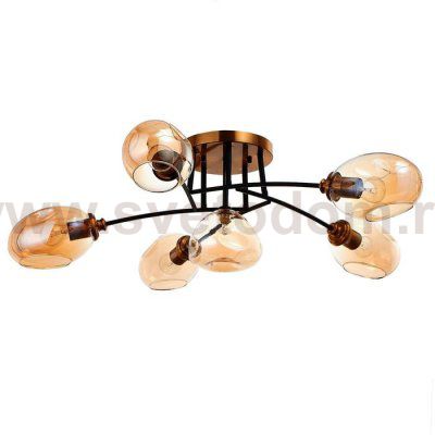 Люстра 670806/5+1 E27 40Вт+ G9 40Вт черный-золото 73х73х27 см