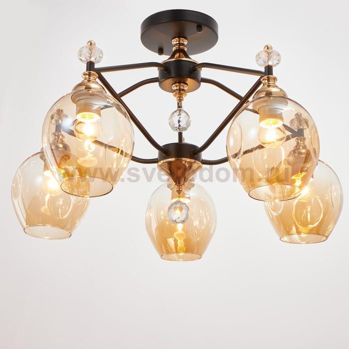 Люстра 670808/5 E27 40Вт черный-золото 61х61х39 см