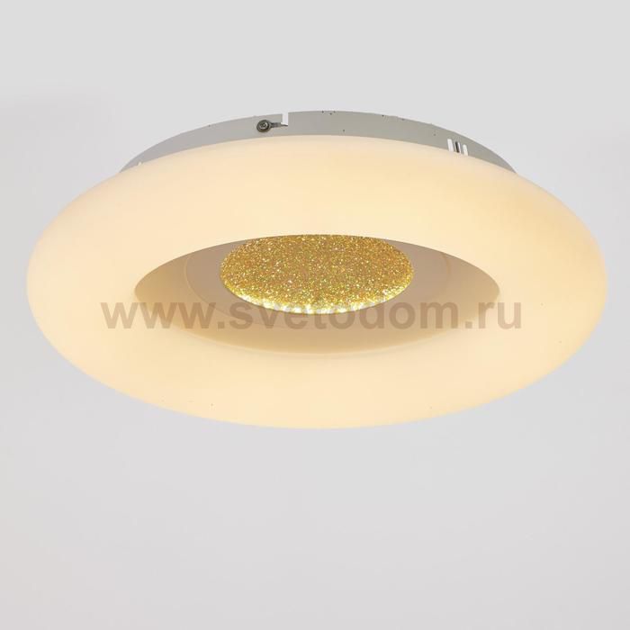 Светильник с ПДУ 670501N LED 96Вт 3 режима 3000-6000К диммер белый-золото 50х50х10 см