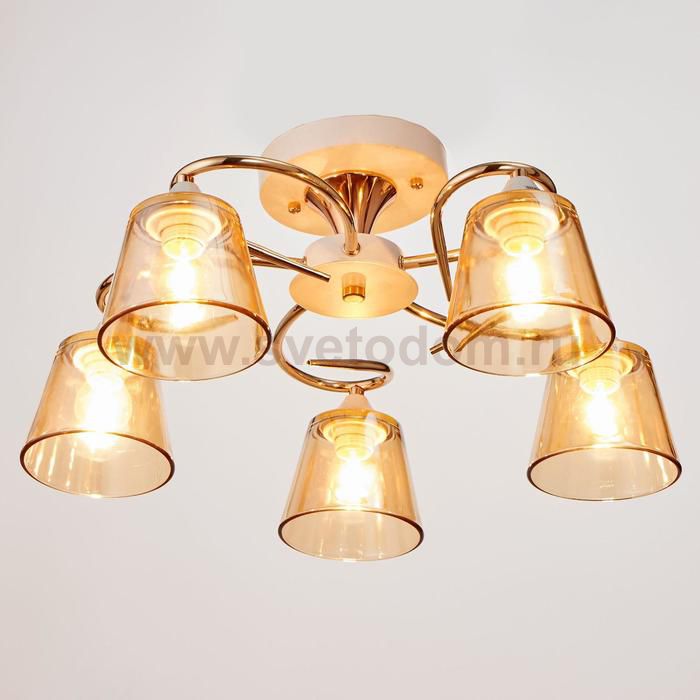 Люстра 673120/5 E27 40Вт белый-золото 45х45х21 см