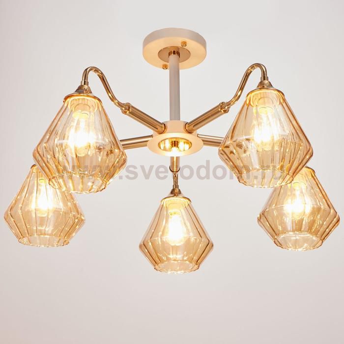 Люстра 673125/5 E27 40Вт белый-золото 62х62х25 см