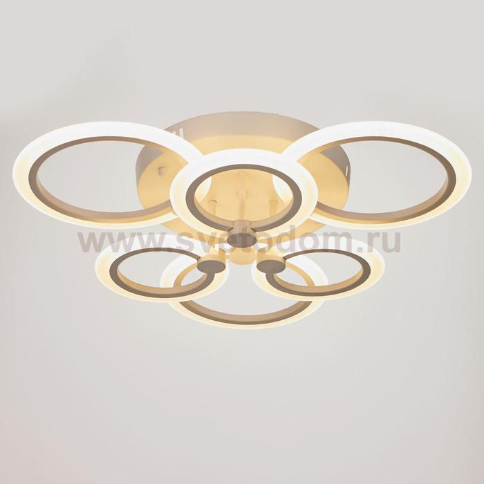 Люстра с ПДУ 661328/6 LED 108Вт диммер 3 режима 3000-6000К белый 54x54x9 см