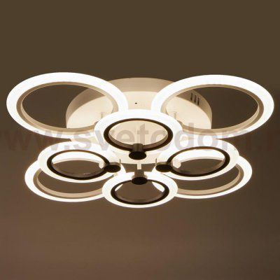 Люстра с ПДУ 661330/8 LED 176Вт диммер 3 режима 3000-6000К белые-черные 70x70x13 см