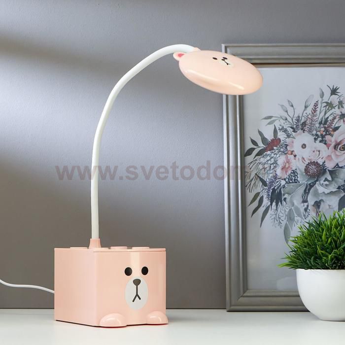 Лампа настольная сенсорная 91019/1 LED 5Вт USB AKB 3 режима светлорозовый 11,5х9х49 см