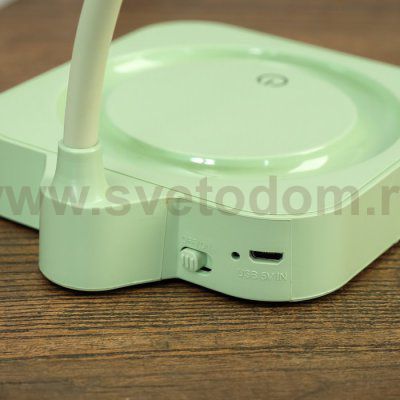 Лампа настольная сенсорная 85301/1 12хLED 3Вт диммер USB AKB светло-зеленый 11х12,8х35 см