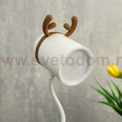 Лампа настольная сенсорная 85310/1 30хLED 4Вт диммер USB AKB белый-кофе 14х11х48,5 см