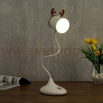 Лампа настольная сенсорная 85310/1 30хLED 4Вт диммер USB AKB белый-кофе 14х11х48,5 см