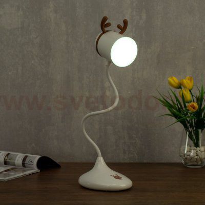 Лампа настольная сенсорная 85310/1 30хLED 4Вт диммер USB AKB белый-кофе 14х11х48,5 см