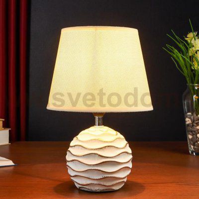 Лампа настольная 38036/1 E14 40Вт белый с золотой патиной 19,5х19,5х29 см