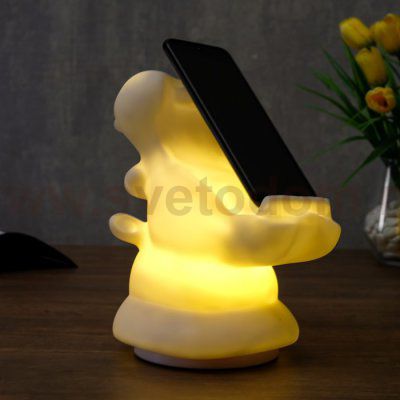 Ночник с подставкой для телефона LED RGB батарейки 3AAA белый 13,5х15х20 см