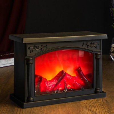 Ночник камин 48123/1 батарейки 3хААА черный 27,5х11,5х19,5 см