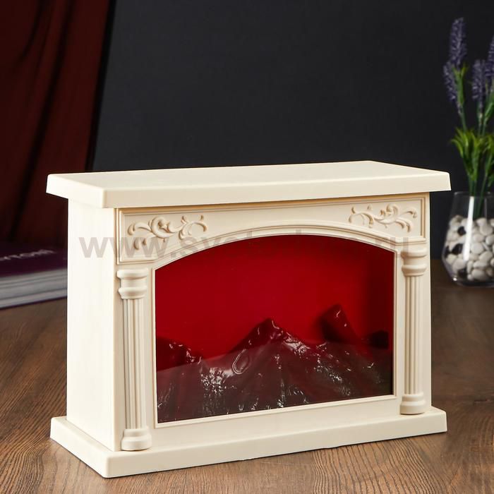 Ночник камин 48124/1 батарейки 3хАА белый 27,5х11,5х19,5 см