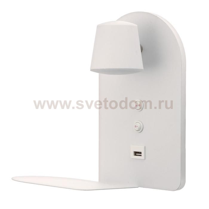 Бра с правой полочкой 71019/1 LED 16Вт 3000К 4000К USB белый 23х14,5х23,5 см