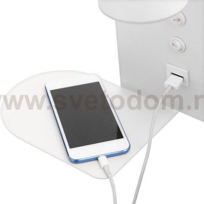 Бра с правой полочкой 71019/1 LED 16Вт 3000К 4000К USB белый 23х14,5х23,5 см