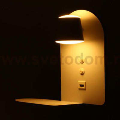 Бра с правой полочкой 71019/1 LED 16Вт 3000К 4000К USB белый 23х14,5х23,5 см