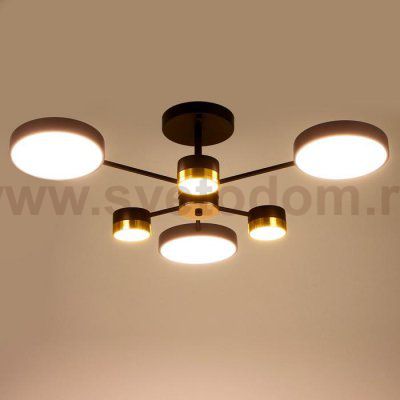 Люстра 86507/6 LED 63Вт 3000-6000К черный-золото 72х72х23 см