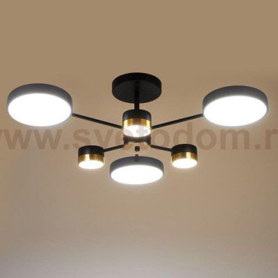 Люстра 86507/6 LED 63Вт 3000-6000К черный-золото 72х72х23 см