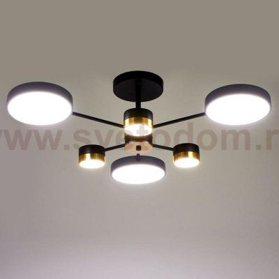Люстра 86507/6 LED 63Вт 3000-6000К черный-золото 72х72х23 см