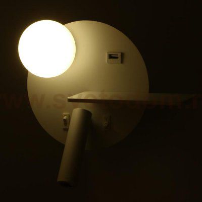 Бра с правой полочкой 85104/2 LED 5+3Вт 4000К USB  белый 26х11х18 см