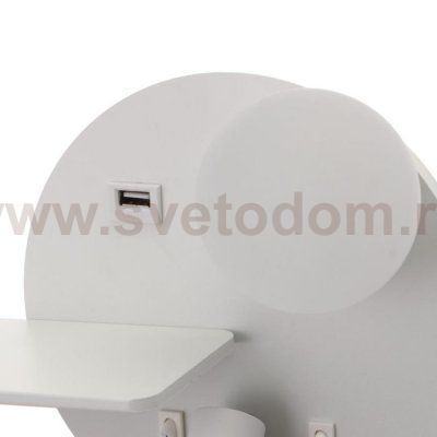 Бра с левой полочкой 85104/2 LED 5+3Вт 4000К USB  белый 26х11х18 см