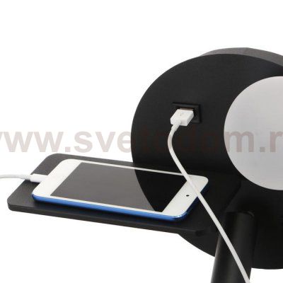 Бра с левой полочкой 85105/2 LED 5+3Вт 4000К USB  черный 26х11х18 см