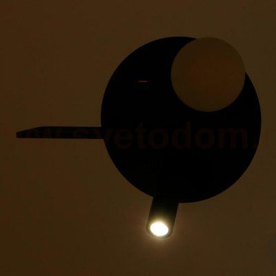 Бра с левой полочкой 85105/2 LED 5+3Вт 4000К USB  черный 26х11х18 см