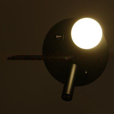 Бра с левой полочкой 85105/2 LED 5+3Вт 4000К USB  черный 26х11х18 см