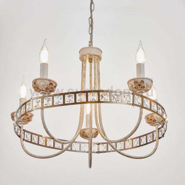 Люстра 69647/5 E14 40Вт белый с золотой патиной 57х57х41 см