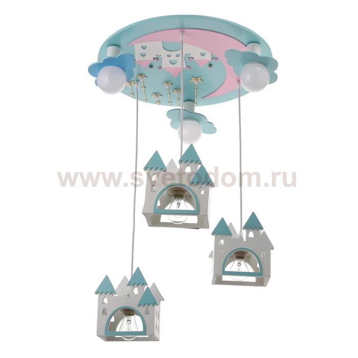 Люстра 86202/6 E27 40Вт 7хLED подсветка синий-розовый-белый 49х49х18-98 см