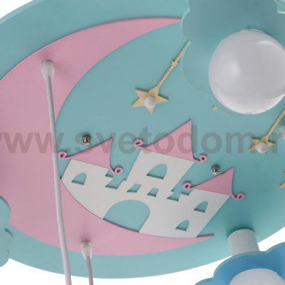 Люстра 86202/6 E27 40Вт 7хLED подсветка синий-розовый-белый 49х49х18-98 см