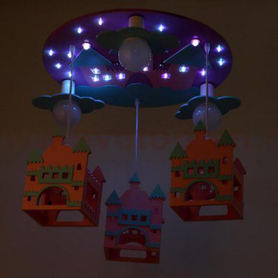 Люстра 86203/6 E27 40Вт 25хLED подсветка синий-розовый 49х49х18-98 см