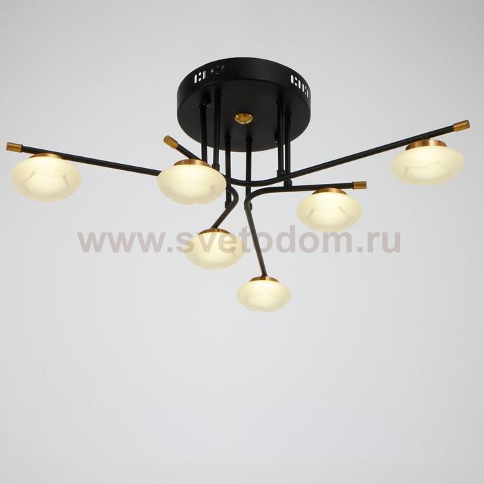 Люстра 63413/6 LED 30Вт 4000К черный-золото 70х70х22 см