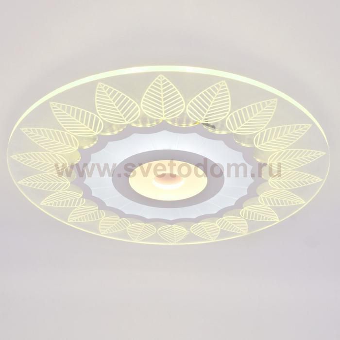 Люстра с ПДУ 74655/1 LED 60Вт 3000-6000К диммер бело-прозрачный 50х50х5 см