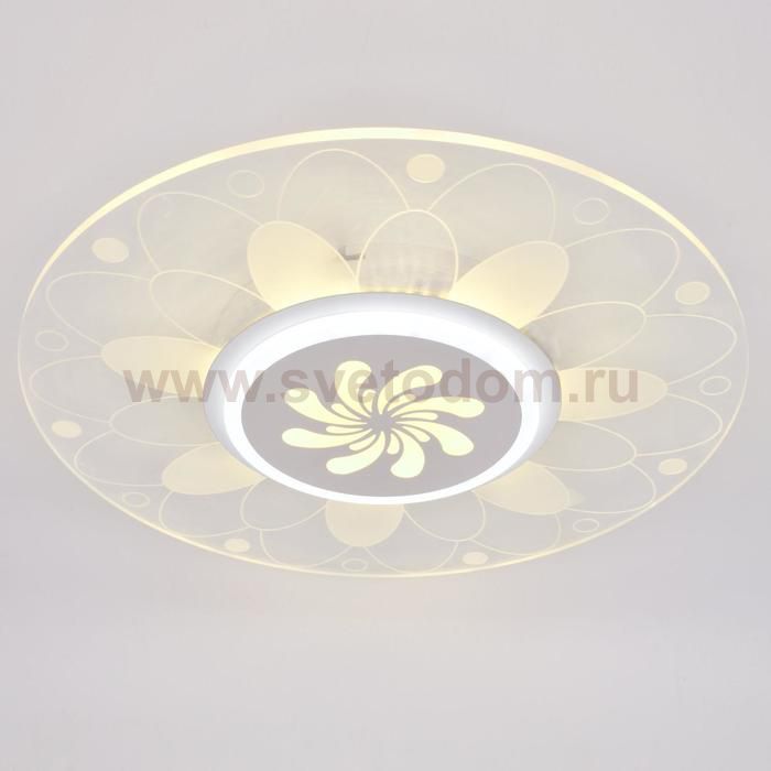 Люстра с ПДУ 74656/1 LED 55Вт 3000-6000К диммер бело-прозрачный 50х50х5 см