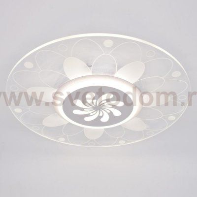 Люстра с ПДУ 74656/1 LED 55Вт 3000-6000К диммер бело-прозрачный 50х50х5 см